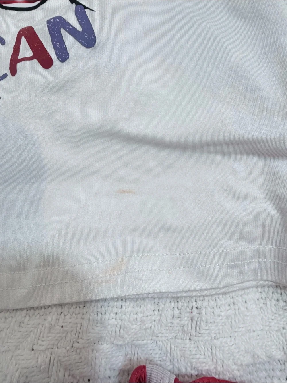 SHEIN White 'American Girl' Graphic Tee and Red Shorts Set
